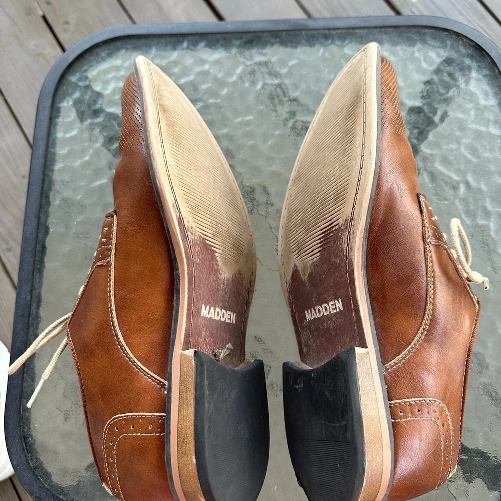 Madden Dress Shoes Brown Leather‎ Lace Up Oxford Perforated Men's Size 9.5